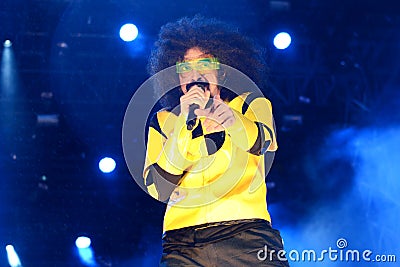 ROME - July 16, 2018: The concert of `Caparezza` at the `Rock in Romaâ€ in Capannelle. Editorial Stock Photo
